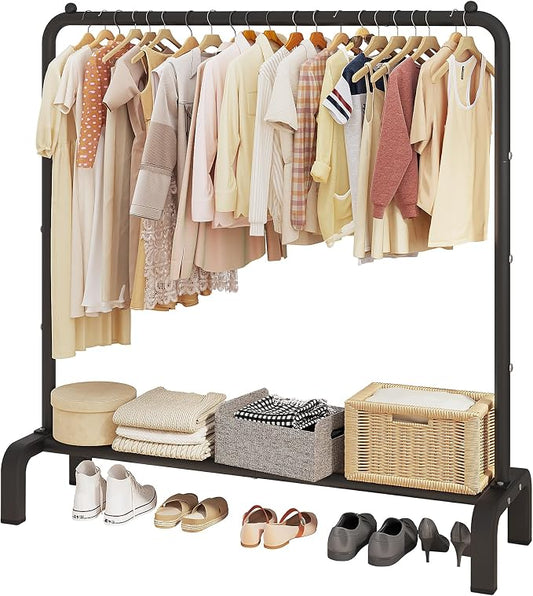 Garment Rack Clothing Clothes Rack for Clothes Organizing Black | Metal 43.3 Inches Garment Rack Clothing Clothes Rack with Bottom Shelf for Hanging Clothes Coats Skirts Shirts Sweaters Black