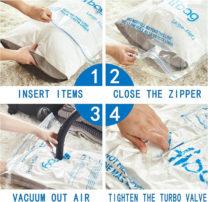 Vacuum Storage Bags, Space Saver Vacuum Seal Storage Bags 20-Pack Sealer Bags for Clothes, Clothing, Bedding, Comforter, Blanket (20C) | Various Size, Airtight Triple Seal, Save 80% Space, Hand Pump, Work with Vacuum, Double Zip, Reusable, Easy to Use