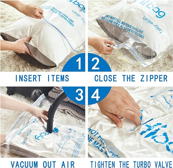 30 Combo Vacuum Storage Bags, Vacuum Seal Bags for Clothing and Bedding | Various Size, Airtight Triple Seal, Save 80% Space, Hand Pump, Work with Vacuum, Double Zip, Reusable, Easy to Use
