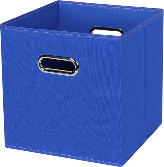 Black Foldable Storage Cubes Bins , Fabric Storage Box Cubes Organizer Baskets with Dual Handles for Home Organizer (Dark Blue)