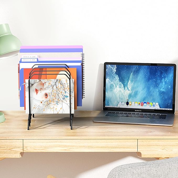Gawerk Incline Metal Desk File Organizer with 8-Section 2 Pack