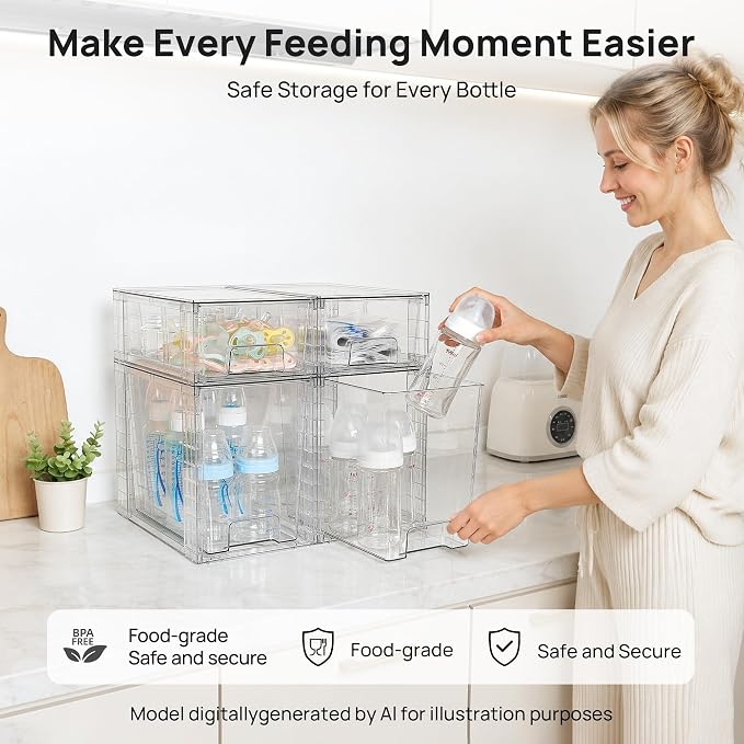 Vtopmart Clear Stackable Storage Drawers