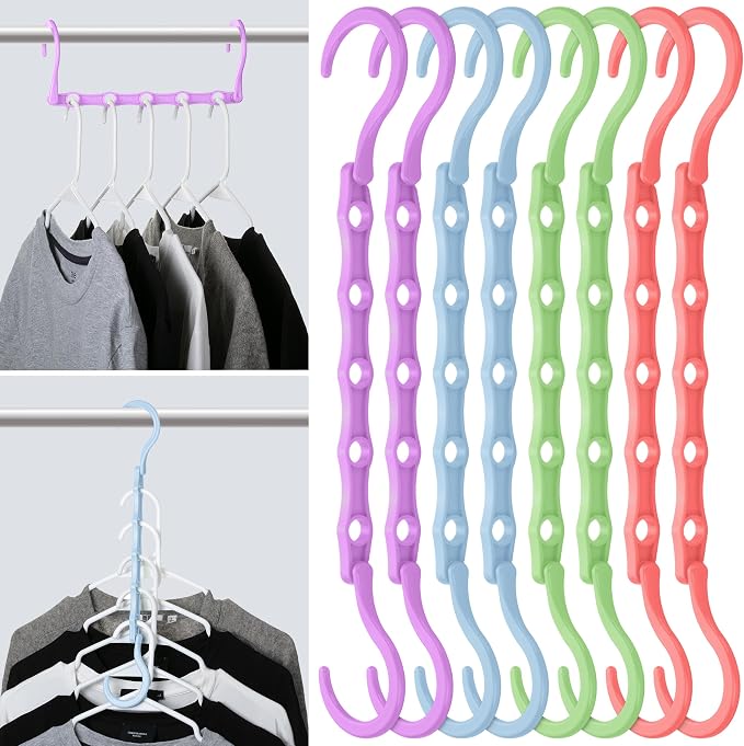 Mr. Pen- Space Saving Hangers, 8 pcs, 360° Rotating Hooks | Magic Cascading Hanger Organizer with 5 Enclosed Slots, Closet Organizers and Storage for Clothes