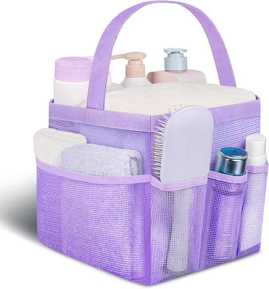 Mesh Shower Caddy Portable - 9 Pockets for College Dorm Room Essential | Large Capacity Mesh Shower Caddy with 9 Pockets, Portable Hanging Toiletry Bag for College Dorm, Gym, Camping and Beach