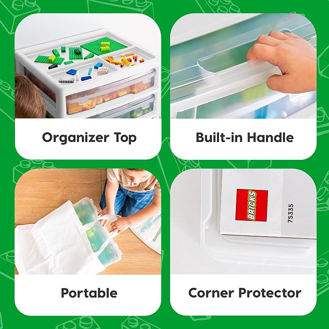 IRIS USA Desk Organizer |Made in USA| 3-Tier Cases - White/Clear | Fits 12"x12" Paper, Built-In Handles, Storage Unit with Supply Top for Craft, Art, Office Supplies, Pens & Pencils