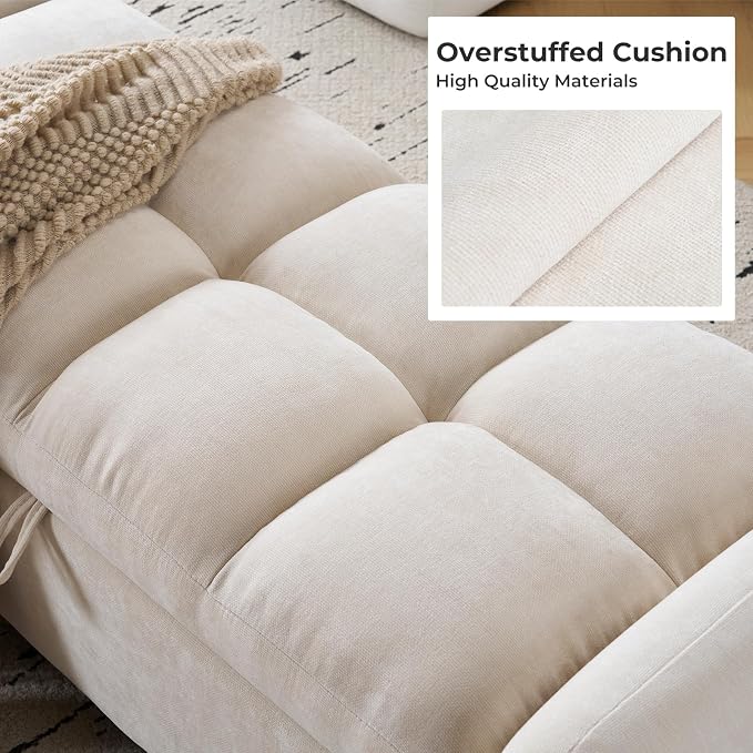 Oversized Ottoman Bench with Storage, Chenille Beige | Oversized Storage Bench，Ottoman Foot Rest