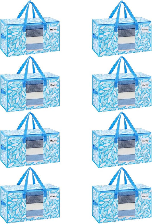 VENO Moving Bags, Wide Open Top, Clear Window, Spring Breeze, 8 Pack | Moving boxes Alternative, Heavy Duty, Storage Bags, Clothes and Comforter Storage, Packing Supplies, College Dorm Essentials