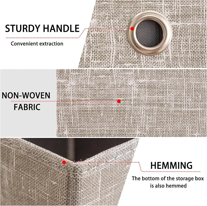 Foldable Storage Cubes Bins ,11 Inch Cloth Storage Cube Fabric Storage Box Cubes Organizer Baskets with Handles for Home Organizer Set of 3 (Cowboy Grey)