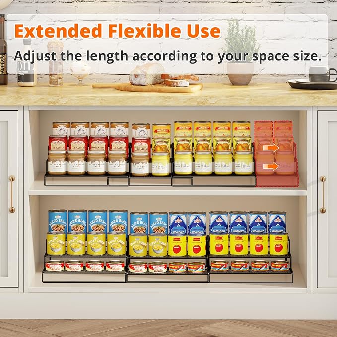 Dmevkic 3-Tier Expandable Can Storage Rack for Pantry,Adjustable Metal Can Organizers and Storage Holds Up to 36 Cans,Can Organizer for Pantry Kitchen Cabinet Countertop