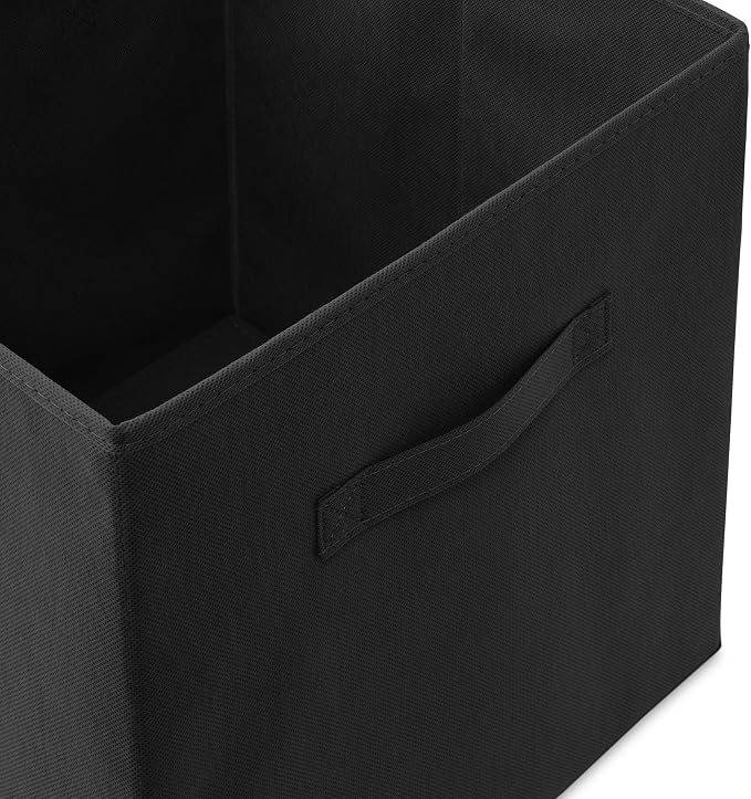Casafield Set of 6 Collapsible Fabric Cube Storage Bins, Black - 13" Foldable Cloth Baskets for Shelves, Cubby Organizers & More