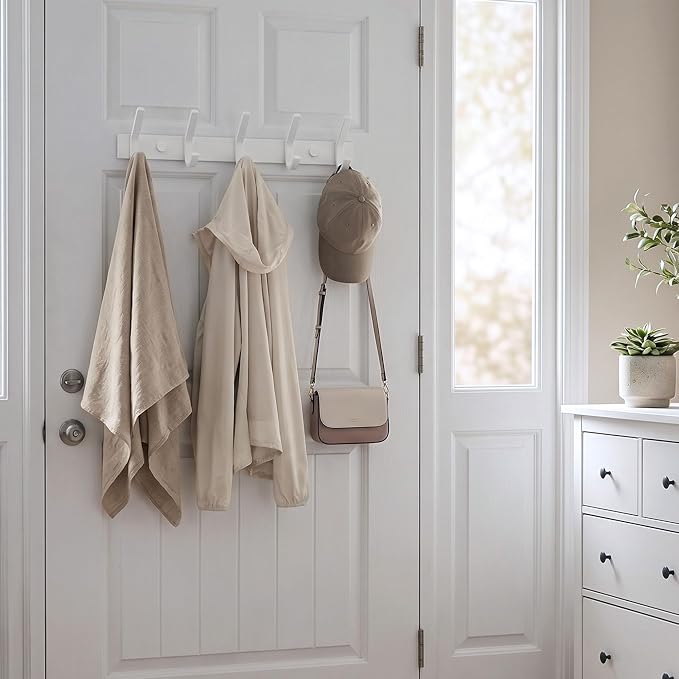 WEBI Coat Rack Wall Mount,Coat Hooks Wall Mounted,Coat Hanger Wall Hook Rack,5 Hooks for Hanging Coats,Hats,Jacket,Clothes,White