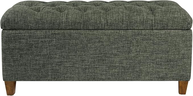 HomePop Ainsley 40" Storage Ottoman Bench - Green Clover Fabric