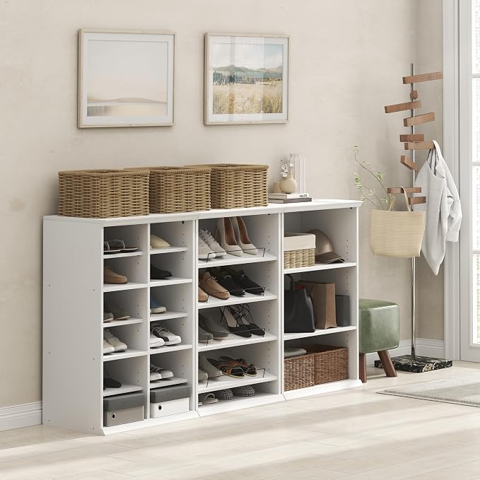 Furinno FANO Closet Organizers and Storage, 12-Cube Closet Organizer with Adjustable Shelves, Stackable Open Shelf Closet Shelves, 15.9 x 23.6 x 36.2 for Wardrobe, Bedroom, Living Room, White