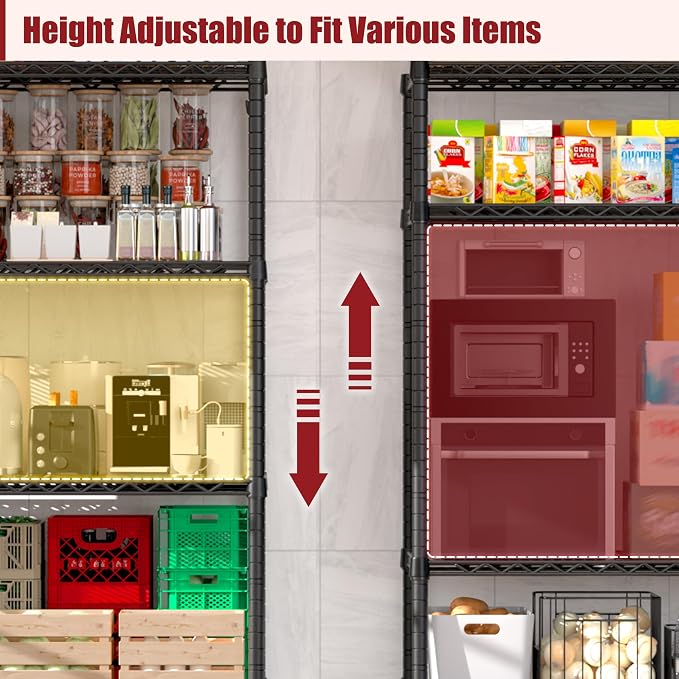 PrimeZone 4 Tier 55.5"W x 24"D x 80"H Heavy-Duty Wire Shelving with Wheels | Tote Storage Rack, Adjustable Shelves, 2400 LBS Capacity, 4" Rolling Casters, 25.4mm Steel Tube for Warehouse, Basement, 3PCS