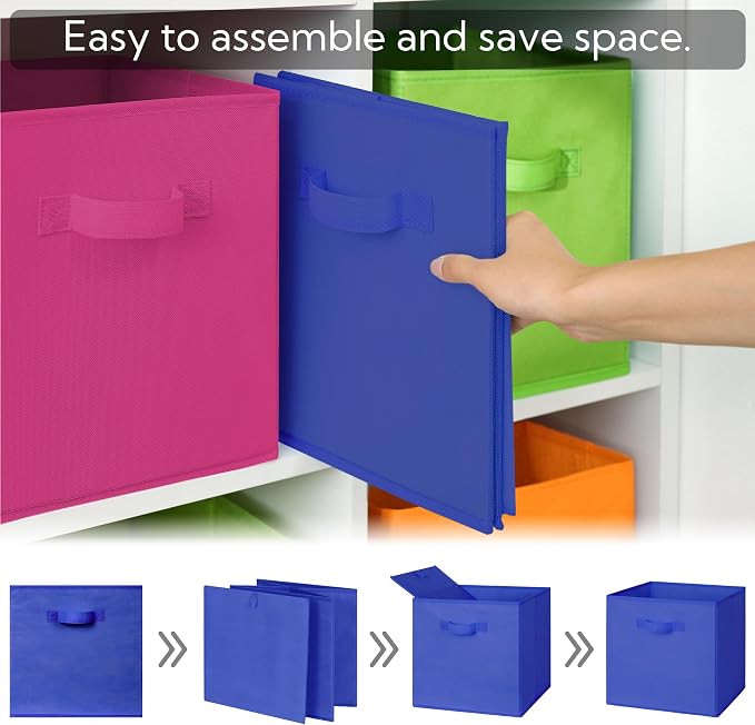 GRANNY SAYS 11 Inch Cube Storage Bins, Colorful Cube Storage Organizer, Fabric Storage Bins, Storage Cubes for Shelves, Closet, Toy Storage Bins for Kids Room, Play Room, Rainbow, 8-Pack
