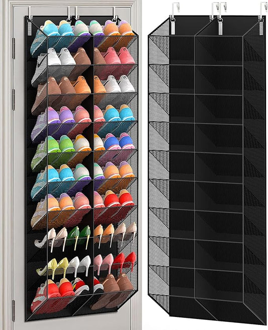 UVIAHOMI Over the Door Shoe Organizer for 20-30 Pairs, 10-Tier, Black