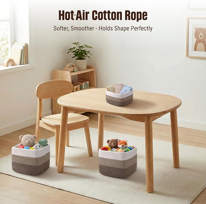 5-Pack Storage Cubes Woven Rope Baskets, 2 Sizes Organizer Bins | Ideal for Closet, Shelf, Bookshelf, Nursery, Changing Table, Cube Storage Bins, Storage Baskets for Bathroom Toy & Home
