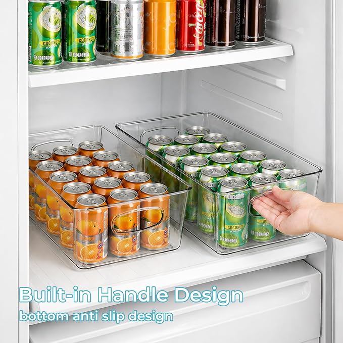 UFORU 5 Pack Clear Plastic Pantry Organizers and Storage with Handles | Non-slip Bottom Stability, Space-Saving Stackable Design, Clear Visibility, Thickened Plastic, Multi-Scene Storage Solutions