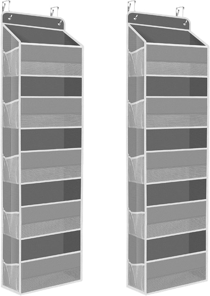 2 Pcs Over The Door Organizer Large Capacity Hanging Storage Room Organizer | 40 lb Capacity, Ultra-Sturdy, Foldable, Mesh Design with Clear Window, Space-Saving Organizer for Pantry, Nursery & Closet