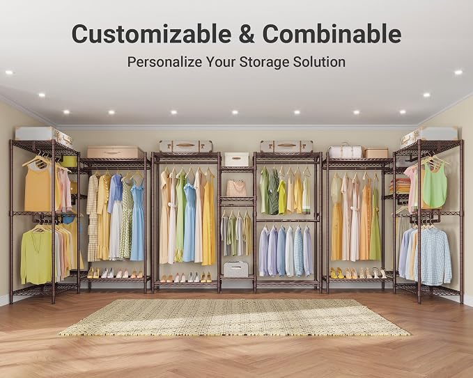 VIPEK Classic V6 Wire Garment Rack, Dynamic Closet System Adjustable | Bronze Heavy Duty Metal Freestanding Clothing Rack 850lbs Capacity, 6FT Wide Closet Organizer System for Bedroom