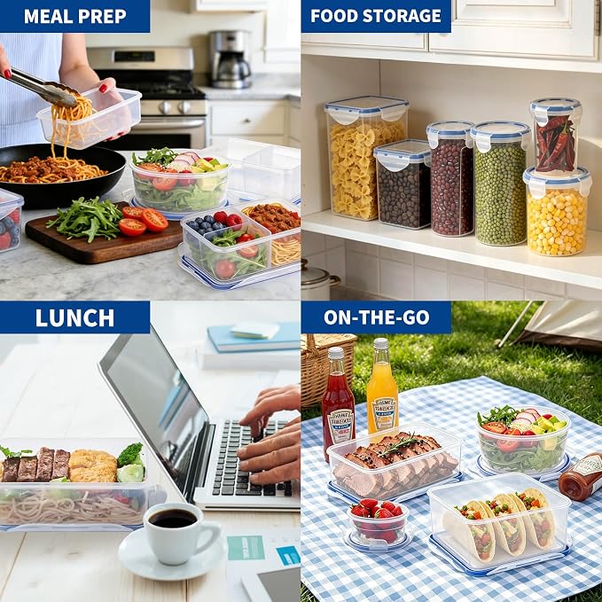 KIGI Small Plastic Food Storage Container, 6 Pack (0.76 Cup) | Ideal for Snack, Lunch & Meal Prep, BPA-Free, Rectangular,Leakproof Mini Bento box with Airtight Lids, 6 oz