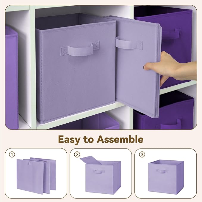 GRANNY SAYS 11 Inch Cube Storage Bins, 6 Pack Cube Storage Organizer with Handles, Storage Cubes for Shelves, Closet, Shelf Oganizer Bins, Purple Gradient