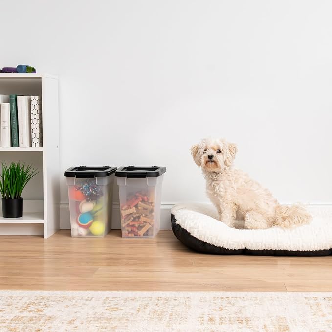 IRIS USA Dog Food Storage Container, 2-Pack, Up to 10 lbs, Black