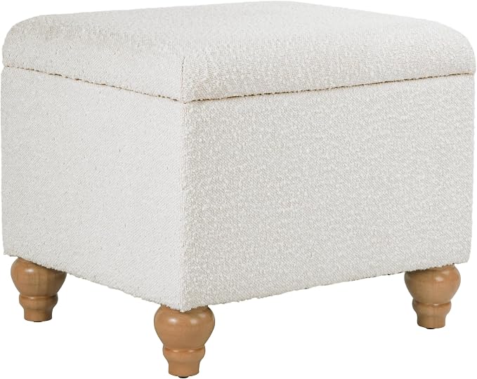 Spatial Order 22" Medium Rectangular Storage Ottoman - Cream Boucle
