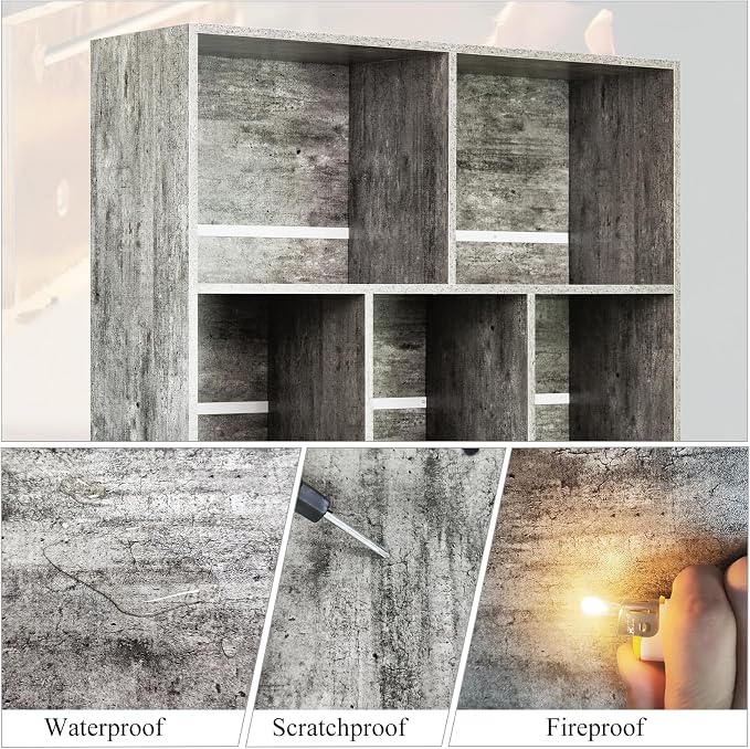 LEYAOYAO Cube Bookshelf, Mid-Century Modern Book Shelf with Legs,Dirty Grey | 3 Tier Bookcase, Rustic Wood Bookshelves Freestanding Small Storage Organizer, Open Shelves for Bedroom, Living Room, Office