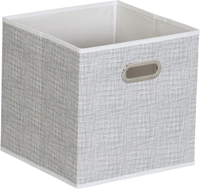 Household Essentials White Mix Set of 6 Open Fabric Cube Storage Bins, 11 x 11
