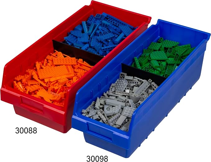 Akro-Mils 30088 ShelfMax Plastic Storage Bins, Heavy Duty Storage Bins for Garage, Closet, Home and Office Organization, 18" x 18" x 6", Blue, 8-Pack