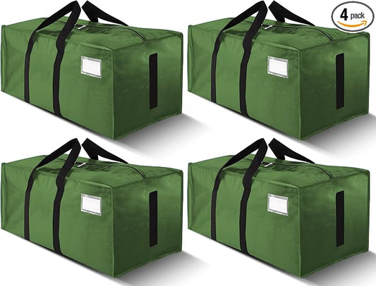 HOMESURE Supports 200lbs Heavy Duty Moving Bags - Strong Zipper & Wrap-Around Handles - Water-Resistant Storage Totes, Durable Alternative to Moving Boxes - 4 Pack - Olive Green