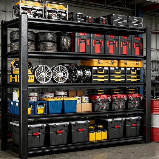 Garage Shelving Heavy Duty Storage Shelves, 2500 LBS Adjustable 5 Tier Shelving Unit, Metal Garage Shelving for Industrial, Basement, Warehouse (63''Hx46''Wx20''D, Black)