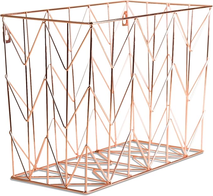 U Brands Hanging File Desk Organizer, Rose Gold Wire Metal - 854U02-06