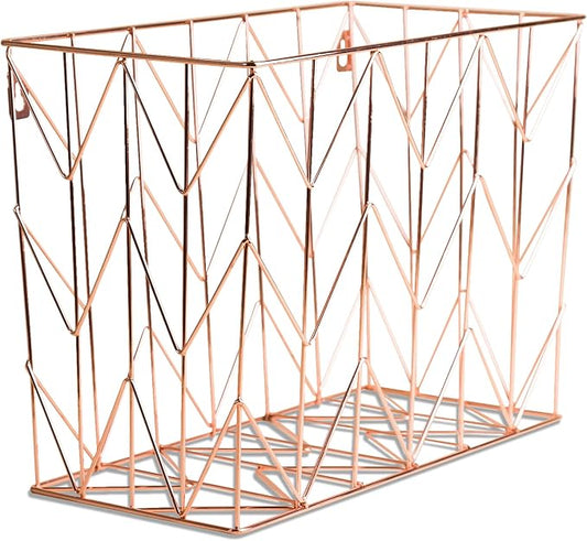 U Brands Hanging File Desk Organizer, Rose Gold Wire Metal - 854U02-06