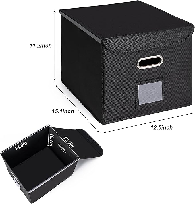 CADONO File Organizer Box with Lid (Light Purple, 14.9 x 12.59 x 10.8 inch) | Large Hanging File Folder Organizer with Plastic Slide, Collapsible Portable Filing Storage Boxes for Office/Decor/Home