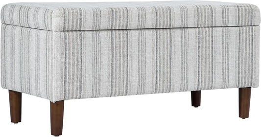 HomePop Malmo 36" Storage Bench - Gray Striped Pattern