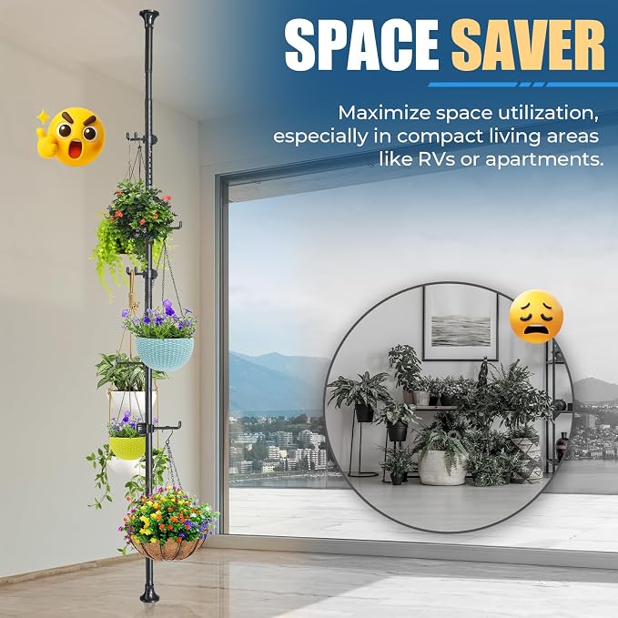 Coat Rack Freestanding with 12 Hooks - Multi-Purpose Organizer for Entryway, Bathroom, Corner & Plant Storage, No Drilling, Height Adjustable, Stainless Steel