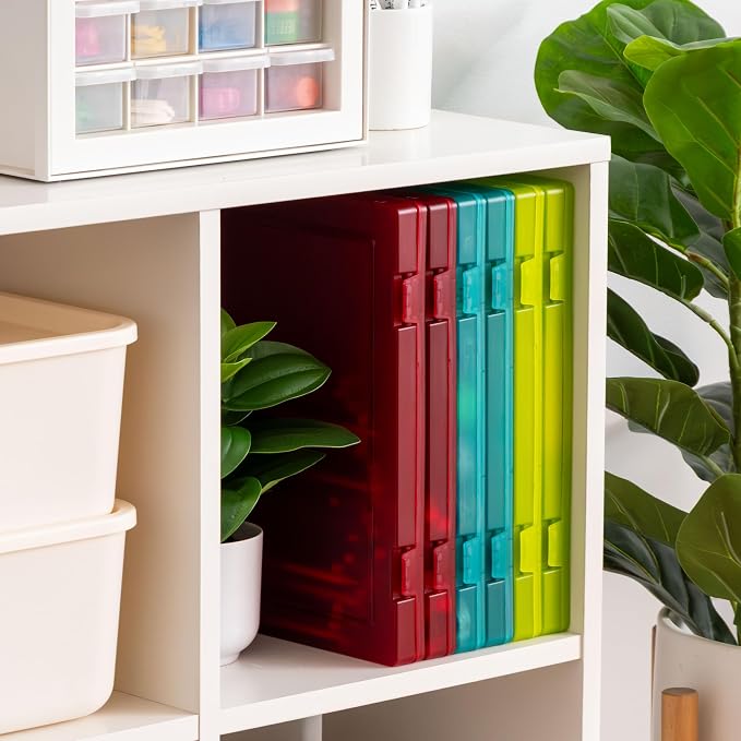 IRIS USA File Box |Made in USA| Fits 8.5"x11" A4 Paper, (6-Pack) - Multi | Organizing Study Cases with Built-In Handle & Snap-Tight Lids, Containers for Puzzles, Scrapbooking, Craft & Art Supplies