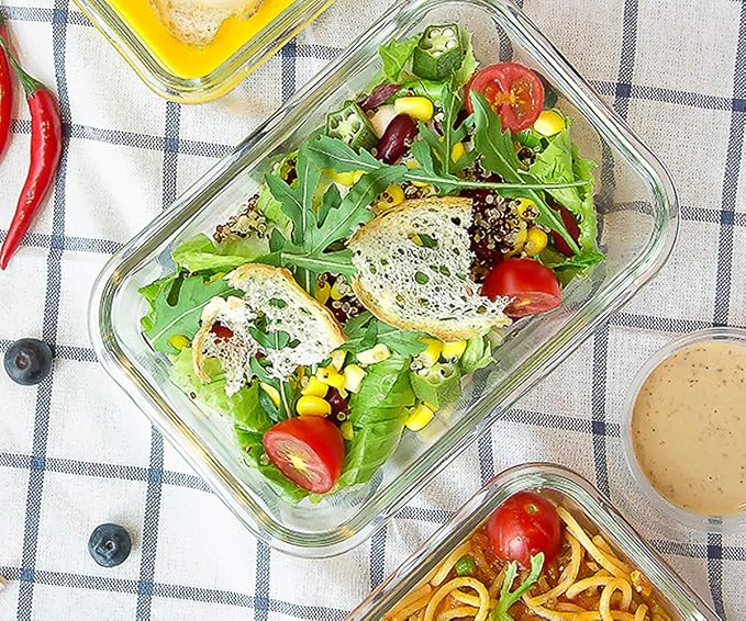 M MCIRCO [8-Pack,30 oz] Glass Meal Prep Containers,Glass Food Storage Containers,Airtight lunch Containers with Lids, Microwave, Oven, Freezer and Dishwasher