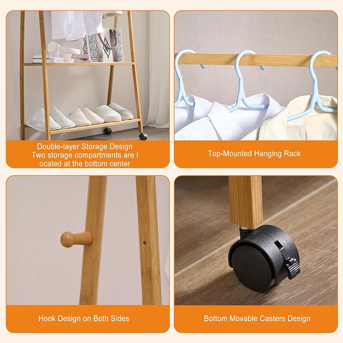 VECELO Coat Rack Freestanding, Entryway Hanger Stand, Umbrella Holder, Hall Tree With Hooks, Floor Standing Tree Stand,Oak