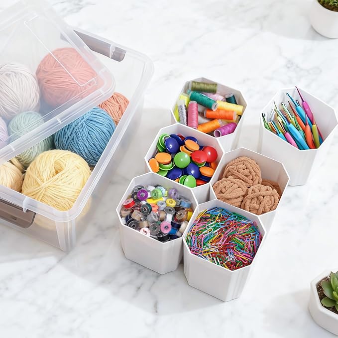 Citylife 17 QT Plastic Storage Bins Clear Storage Box with Lids Multipurpose Stackable Storage Containers for Organizing Tool, Craft, Crayon, 4 Packs