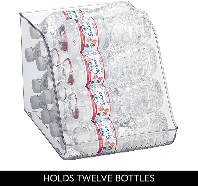 iDesign Plastic Water Bottle Organizer for Fridge, Clear, 4-Pack | Bottle Holder, For Kitchen and Pantry