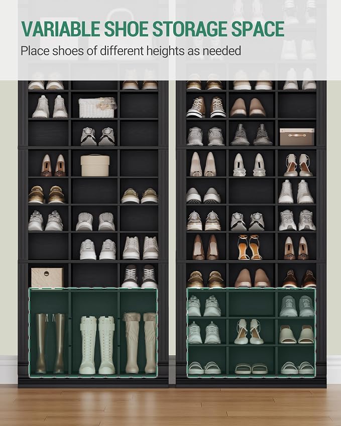 Hzuaneri 13 Tiers Shoe Storage Cabinet, Tall Shoe Cabinet with Cubby | Wooden Shoes Organizer for Closet, 39 Pairs, Shoes Cubby Organizer for Entryway, Hallway, Bedroom, Black SR31004X