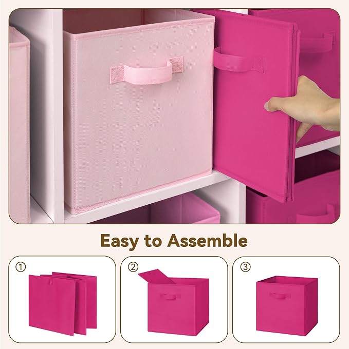 GRANNY SAYS 11 Inch Cube Storage Bins, Cube Storage Organizer, Fabric Collapsible Storage Bins with Handle, Storage Cubes for Shelves, Closet, Pink Gradient, 8-Pack