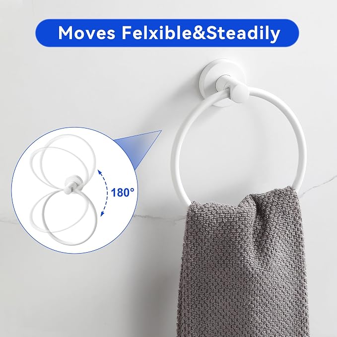 BGL Bathroom Accessories Set 4-Pieces White Zinc Alloy Wall Mounted Towel Racks for Bathroom