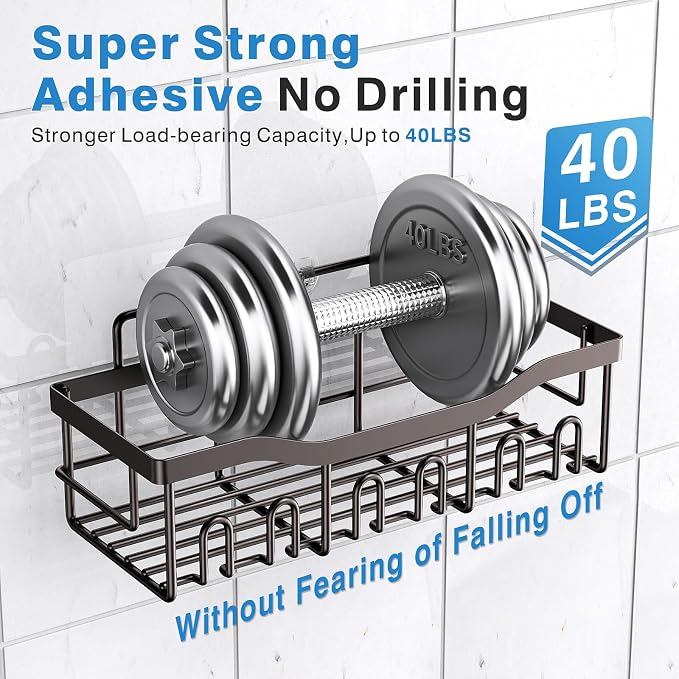 5-Pack Shower Caddy, No Drill Adhesive Shower Organizer, Rustproof Stainless Steel Bathroom Organizer, Space-Saving Bathroom Shelves for Apartment Essentials, Kitchen Storage Home Decorr-Larger