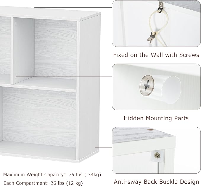 8 Cube Storage Organizer, Wooden Cube Shelves with Closed Back Panel, Reversible Bookcase, Cubes Closet Organizer for Home, Living Room, Kids Room, Office, Bedroom, Study, Hallway