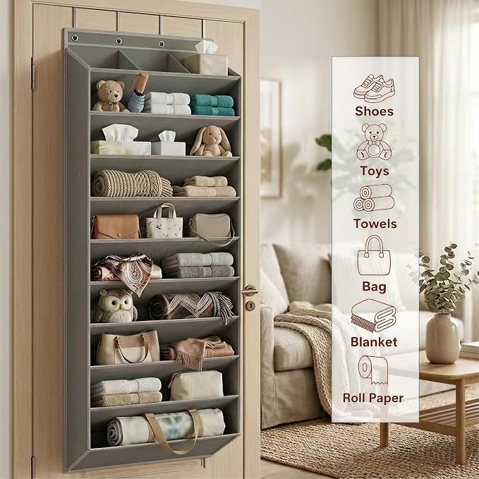 30 Pairs Over the Door Shoe Organizer, Extral Large Hanging Shoe Rack Storage for Closet, 10-Tier Heavy Duty Shoe Holder for Boots Sneakers (Grey)