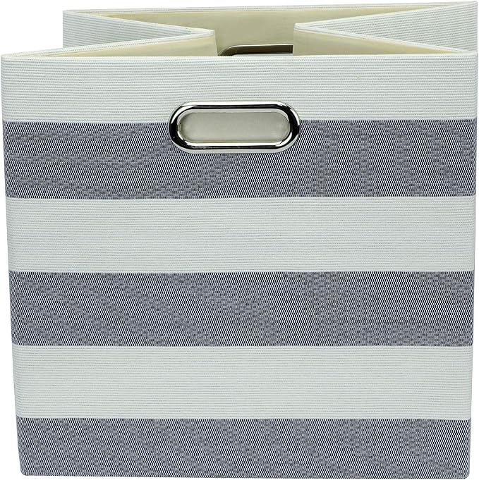Posprica Storage Bins Storage Cubes,13×13 Collapsible Storage Boxes Containers Organizer Baskets for Nursery,Office,Closet,Shelf - 4pcs,Black-white Striped